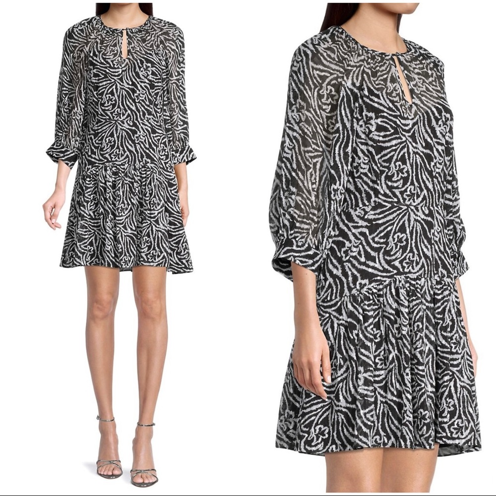 Rebecca Taylor Zebra Print Lily Long Sleeve Mini Dress Size: 4 EUC
